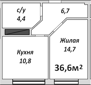 1-комн., 36.6 м², 4/9 этаж, ЖК «Европейский»