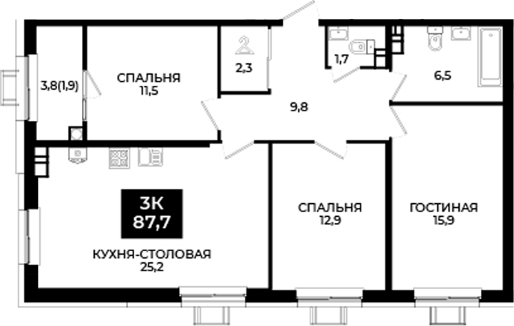 4-комн. Первый. ГК ЮгСтройИнвест
