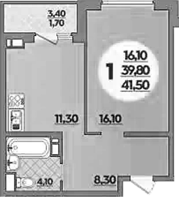 1-комн. квартира, 39.8 м² в ЖК Парк у дома — фото 2