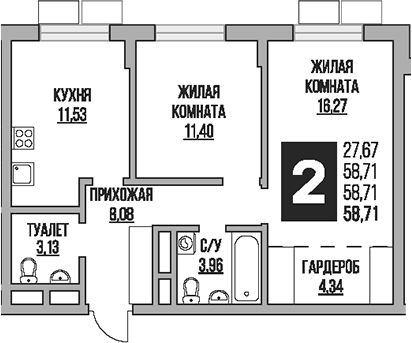 2-комн. Гранель Живописный