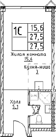 Студия, 27.5 м², 12/29 этаж, ЖК «Наметкин Тауэр»
