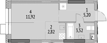 Студия, 23.46 м², 20/21 этаж, ЖК «N'ICE LOFT»