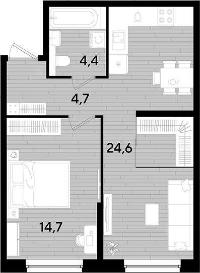 1-комн. квартира, 48.4 м² в ЖК DОГМА ПАРК — фото 2