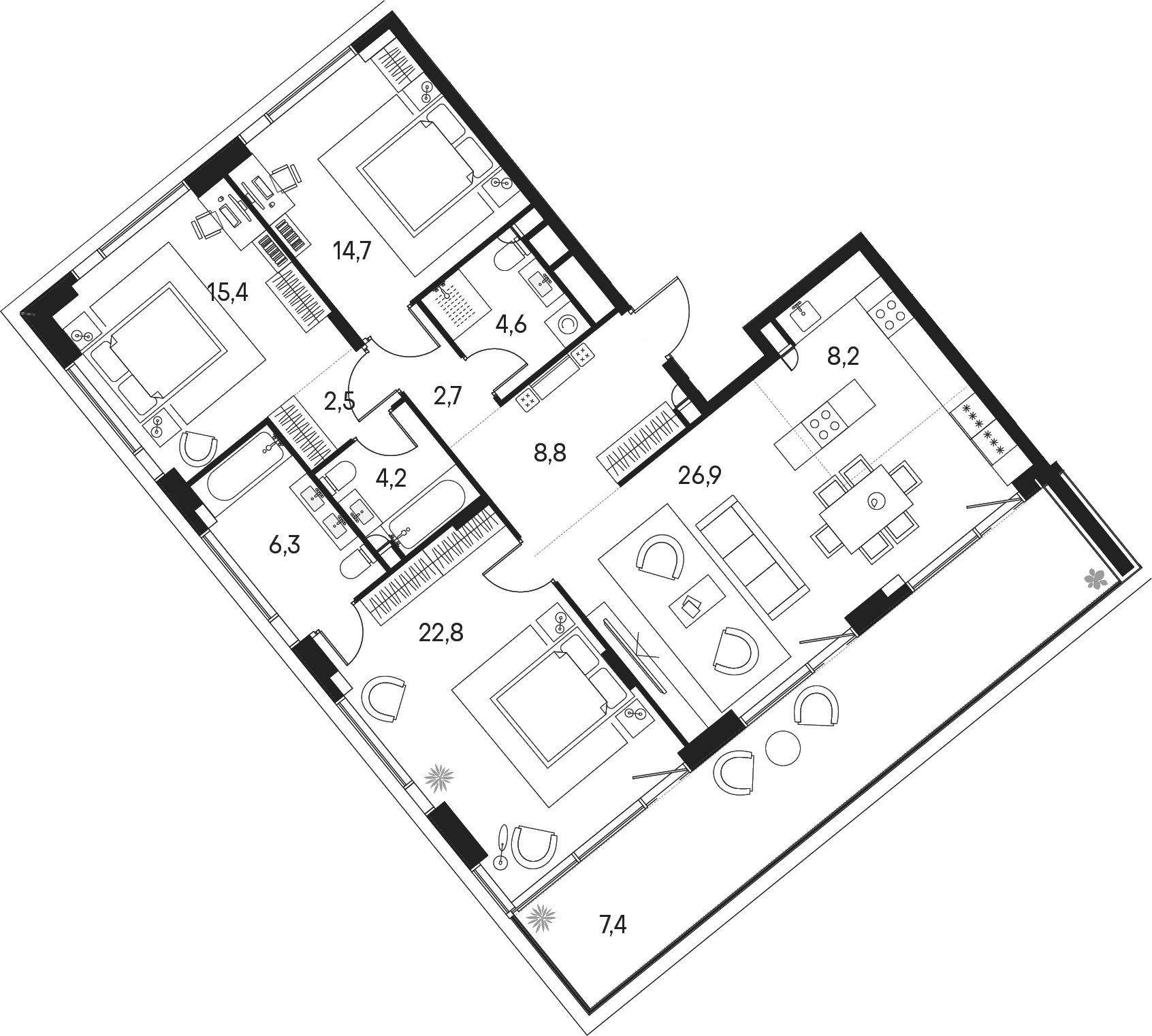 4+ комнаты, 118.3 м², 7/7 этаж, ЖК «Клубный город на реке Примавера»