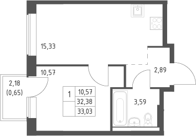 2-комн., 32.38 м², 10/12 этаж, ЖК «Большое Юрлово»