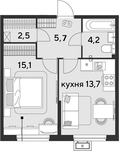 1-комн. квартира, 41.2 м² в ЖК Парк Победы — фото 2