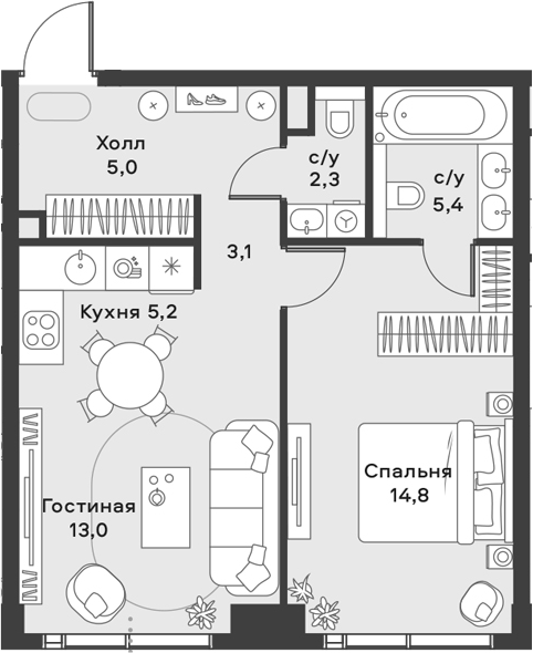 2-комн. АЛИА