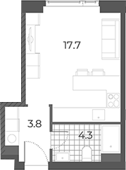 Студия, 25.8 м², 39/42 этаж, ЖК «Вейв»