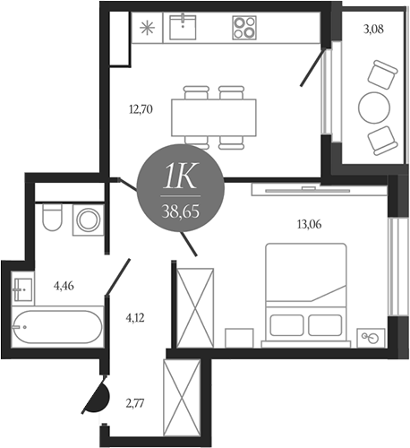 1-комн., 37.11 м², 5/18 этаж, ЖК «Сердце Лыткарино»