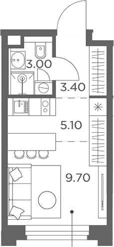 Студия, 21.2 м², 16/20 этаж, ЖК «Белый Град»