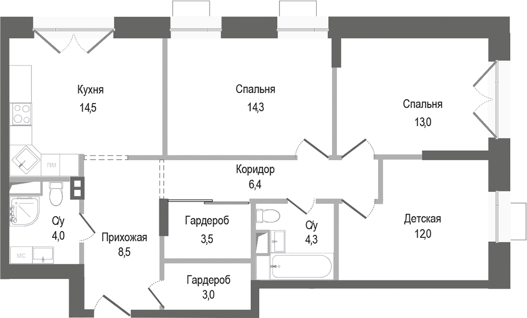 3-комн. Киноквартал