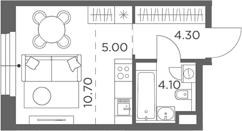 Студия, 24.1 м², 23/23 этаж, ЖК «Белый Град»