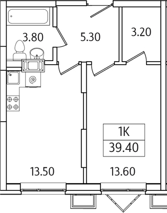 1-комн., 39.4 м², 8/21 этаж, ЖК «Видный Берег 2.0»