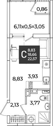 Студия квартира, 18.66 м² в ЖК Образцово — фото 2