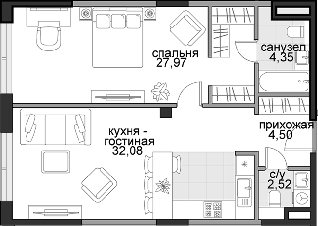 2-комн. Садовническая, 69