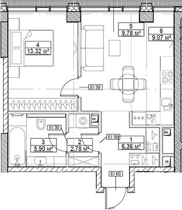 2-комн., 47.21 м², 11/48 этаж, ЖК «Сити Бэй»