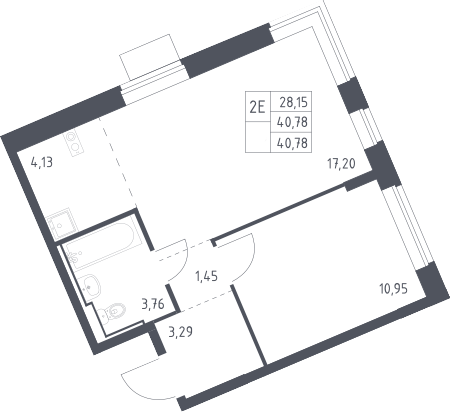 2-комн., 40.78 м², 5/13 этаж, ЖК «Молжаниново»