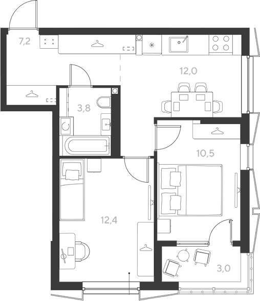 Продается 2-комн. квартира, 47.4 м²
