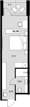 Студия квартира, 25.87 м² в ЖК Гостиничный комплекс Белые ночи — фото 2
