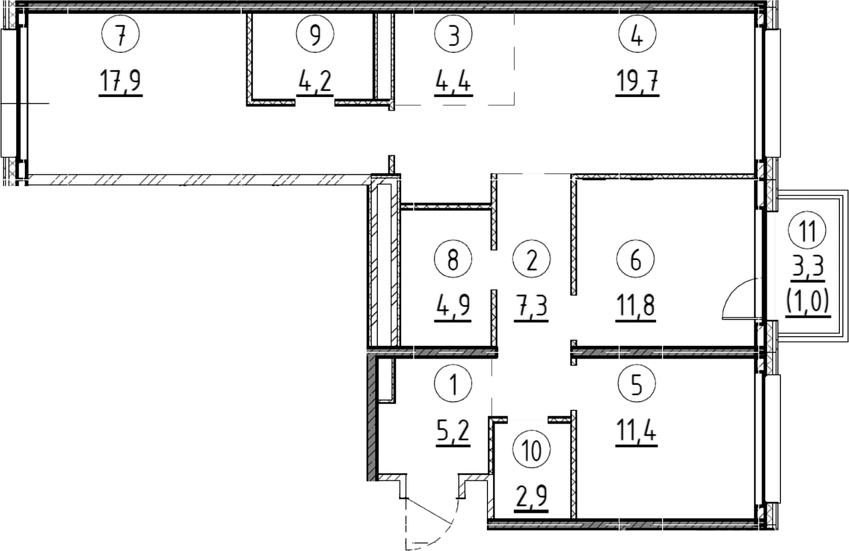 3-комн., 89.67 м², 5/7 этаж, ЖК «Дом А»