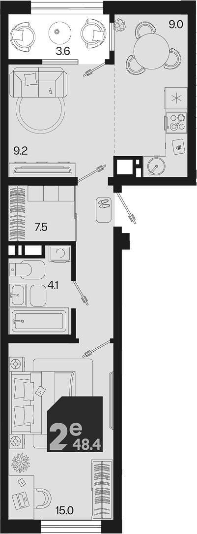 2-комн. квартира, 44.8 м² в ЖК Первое место — фото 2
