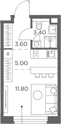 Студия, 23.8 м², 14/20 этаж, ЖК «Белый Град»