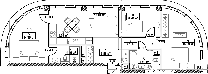 4+ комнаты, 77.37 м², 32/49 этаж, ЖК «Сити Бэй»