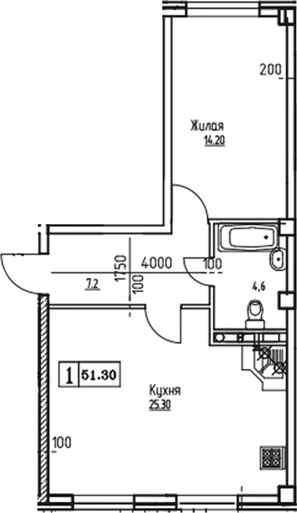1-комн. квартира, 51.26 м² в ЖК Южная звезда — фото 2