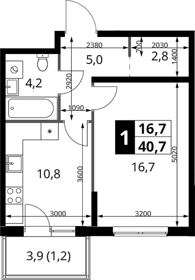 1-комн., 39.5 м², 4/12 этаж, ЖК «1-й Измайловский»