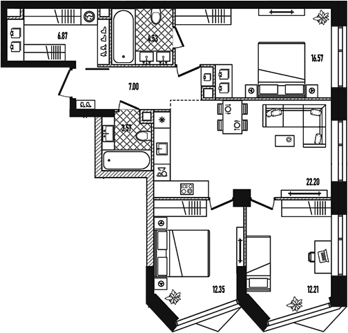 4+ комнаты, 85.3 м², 12/26 этаж, ЖК «Репаблик»