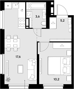 1-комн., 36.6 м², 5/18 этаж, ЖК «Грейд»