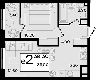 2-комн. квартира, 35.9 м² в ЖК Патрики — фото 2
