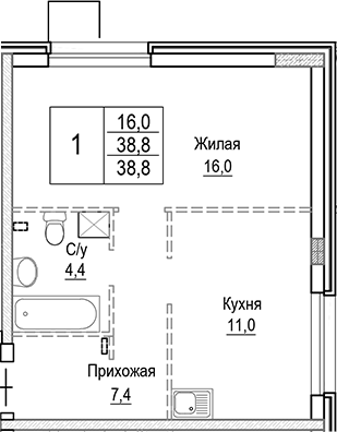 1-комн. Лесная Отрада
