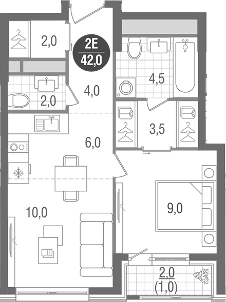 2-комн., 41 м², 27/32 этаж, ЖК «Кантемировский»