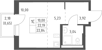 Студия, 22.19 м², 6/12 этаж, ЖК «Большое Юрлово»