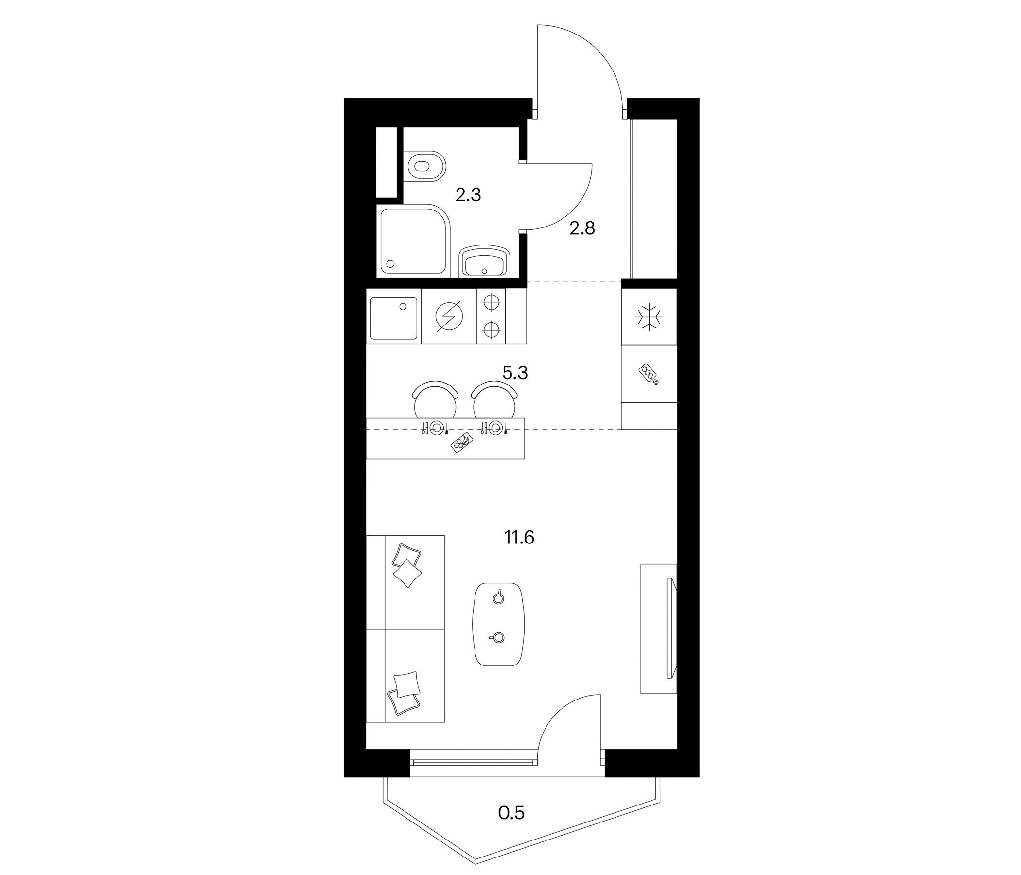 Студия, 22 м², 2/24 этаж, ЖК «Мичуринский парк»