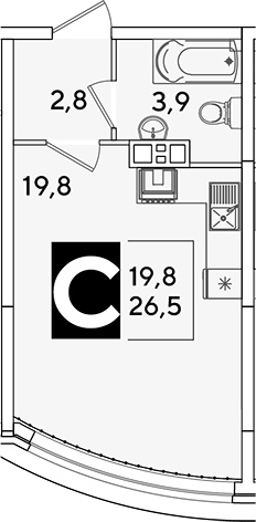 Студия квартира, 26.5 м² в ЖК Самолет — фото 2