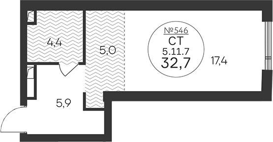 Студия, 32.7 м², 11/18 этаж, ЖК «Клубный квартал КРЫЛАТСКАЯ 33»
