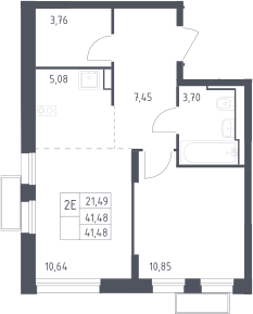 2-комн., 41.48 м², 13/24 этаж, ЖК «Квартал Строгино»