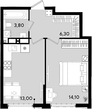 1-комн. квартира, 37.2 м² в ЖК Порто-Ново — фото 2