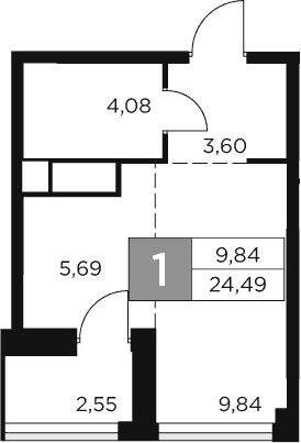 Студия, 23.22 м², 1/12 этаж, ЖК «Восток 2»