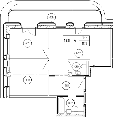 3-комн. квартира, 63.41 м² в ЖК Лучи — фото 2