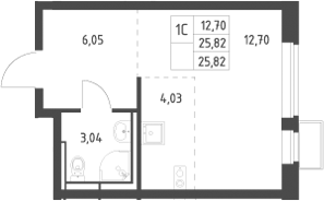 Студия, 25.82 м², 7/12 этаж, ЖК «Новое Видное»