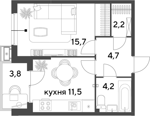 1-комн. квартира, 38.3 м² в ЖК Парк Победы — фото 2