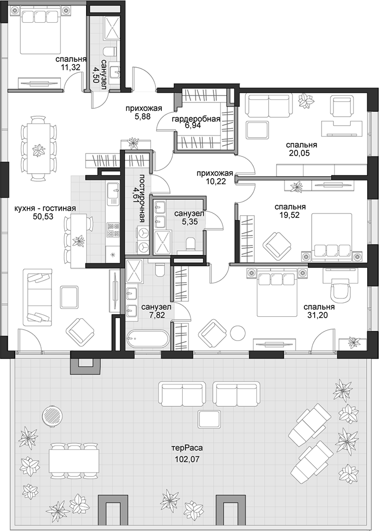 4+ комнаты, 177.94 м², 6/6 этаж, ЖК «Садовническая, 69»