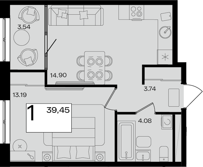 2-комн. квартира, 35.91 м² в ЖК Патрики — фото 2