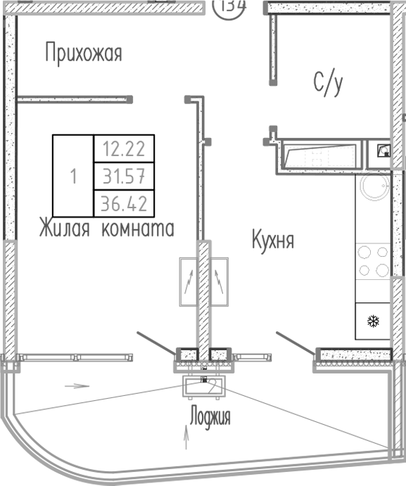 1-комн. Sun Hills Ольгинка