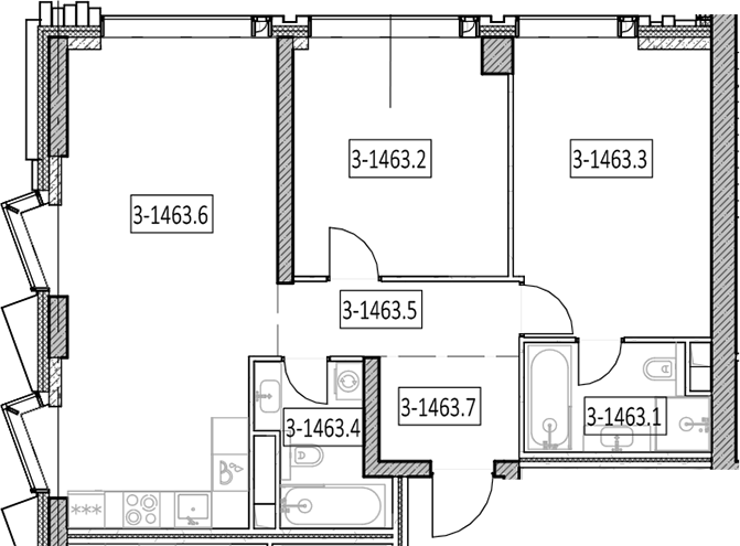 3-комн., 75.7 м², 43/55 этаж, ЖК «Айс Тауэрс»