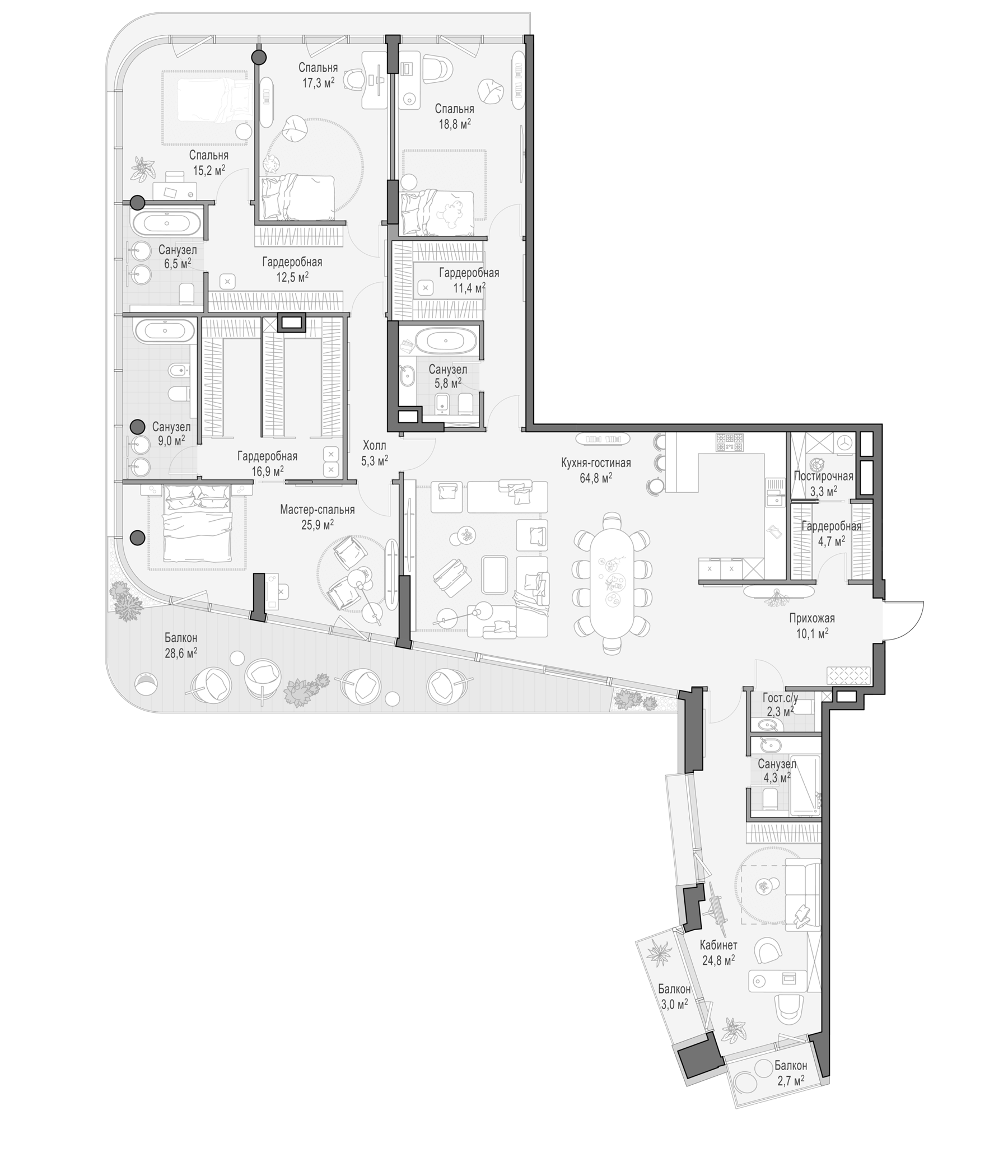 4+ комнаты, 266.11 м², 7/8 этаж, ЖК «Дом Палашевский 11»
