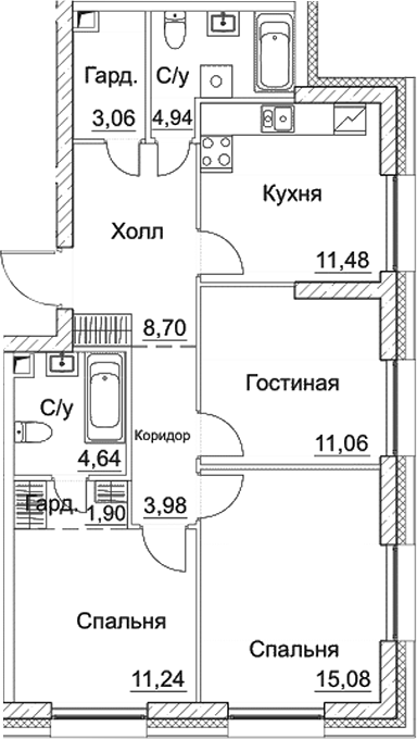 3-комн. СЕЗАР СИТИ